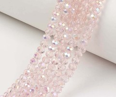 Facet Glaskralen Licht Roze Shine 6x5mm, 80 stuks