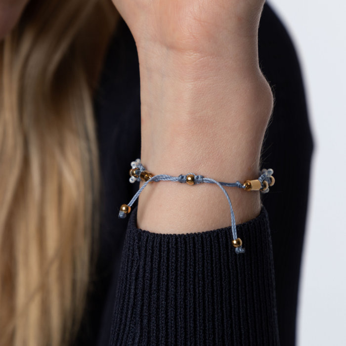 Armband Knopen Macramestijl S-lon Draad + Edelstenen Inspi444