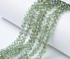 Facet Glaskralen Groen Shine 6x5mm, 85 stuks