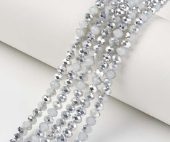 Facet Glaskralen Grijs Zilver Shine 4x3mm, 120 stuks