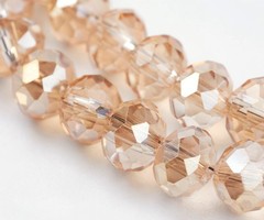 Facet Glaskralen Rose Goud Shine 6x4mm, 80 stuks