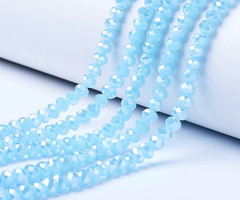 Facet Glaskralen Licht Blauw Shine 4x3mm, 120 stuks