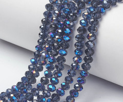 Facet Glaskralen Antraciet Blauw Shine 6x5mm, 80 stuks
