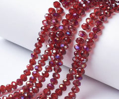 Facet Glaskralen Donker Rood Shine 4x3mm, 120 stuks