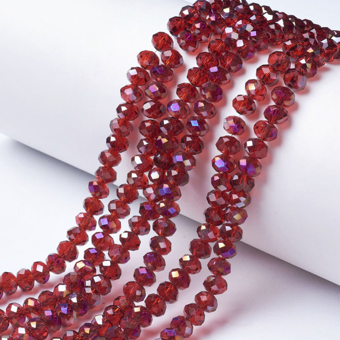 169* Faceted Glassbeads Dark Red Shine 4x3mm, 120 pieces