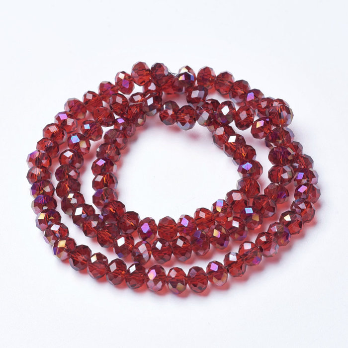 169* Faceted Glassbeads Dark Red Shine 4x3mm, 120 pieces