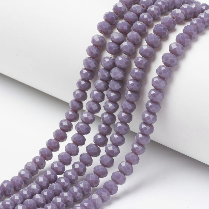 189* Faceted Glassbeads Vintage Purple Shine 6x5mm, 85 pieces