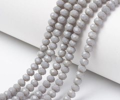 Facet Glaskralen Grijs 8x6mm, 65 stuks