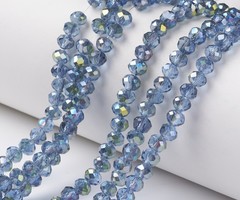 Facet Glaskralen Grijs Blauw Shine 6x5mm, 85 stuks