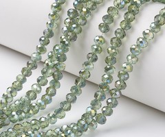 Faceted Glassbeads Olive Green Shine 6x5mm, 85 pieces
