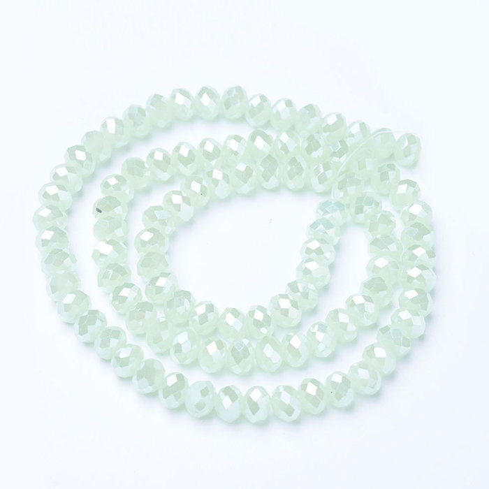 198* Facet Glaskralen Mint Groen Shine 6x5mm, 85 stuks