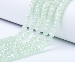 Faceted Glassbeads Mint Green Shine 6x5mm, 85 pieces