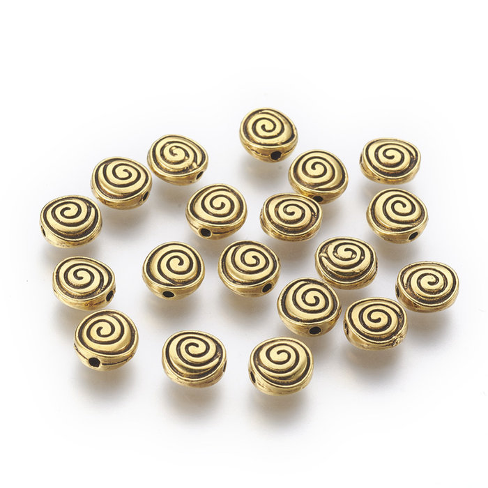 Tibetaanse Spacer Beads Swirl 8mm Gold Plated Nikkelvrij, 10 stuks