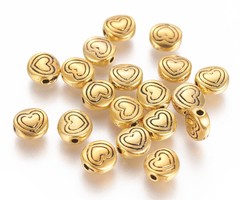 20 stuks Tibetaanse Spacer Beads Hartje 6mm Gold Plated Nikkelvrij