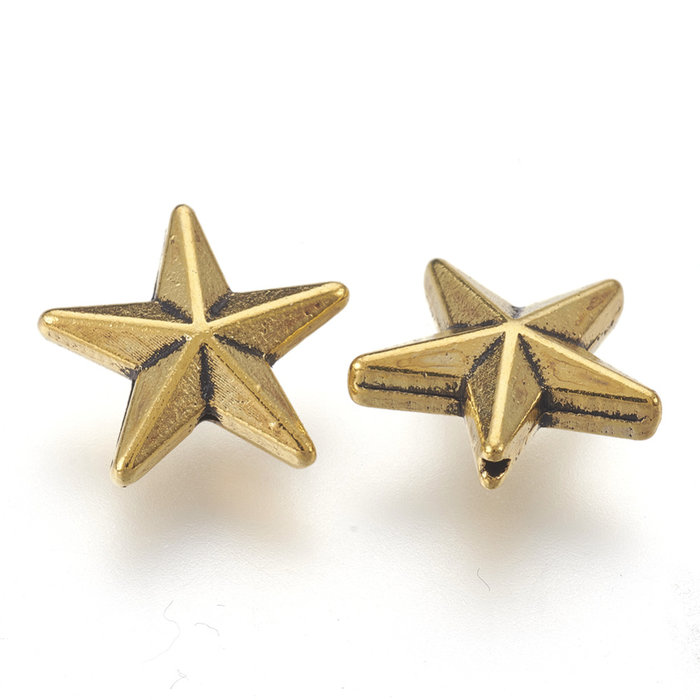 Tibetan Spacer Beads Star 12mm Gold Plated Nickel Free, 10 pieces