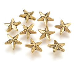 10 pieces Tibetan Spacer Beads Star 12mm Gold Plated Nickel Free