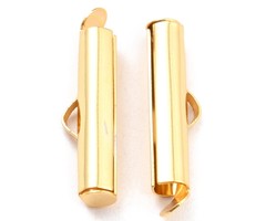 6 stuks Stainless Steel Eindkapje Gold Plated voor Weefarmbandjes 20x4mm
