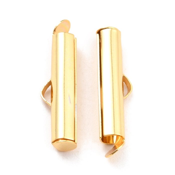 Stainless Steel Eindkapje Gold Plated voor Weefarmbandjes 20x4mm, 6 stuks