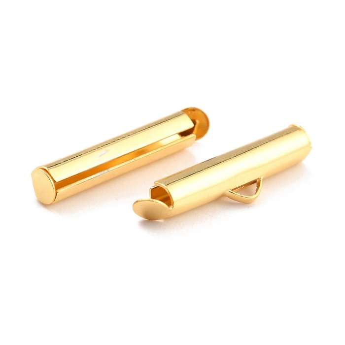 Stainless Steel Eindkapje Gold Plated voor Weefarmbandjes 20x4mm, 6 stuks