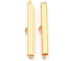 6 stuks Stainless Steel Eindkapje Gold Plated voor Weefarmbandjes 35x4mm