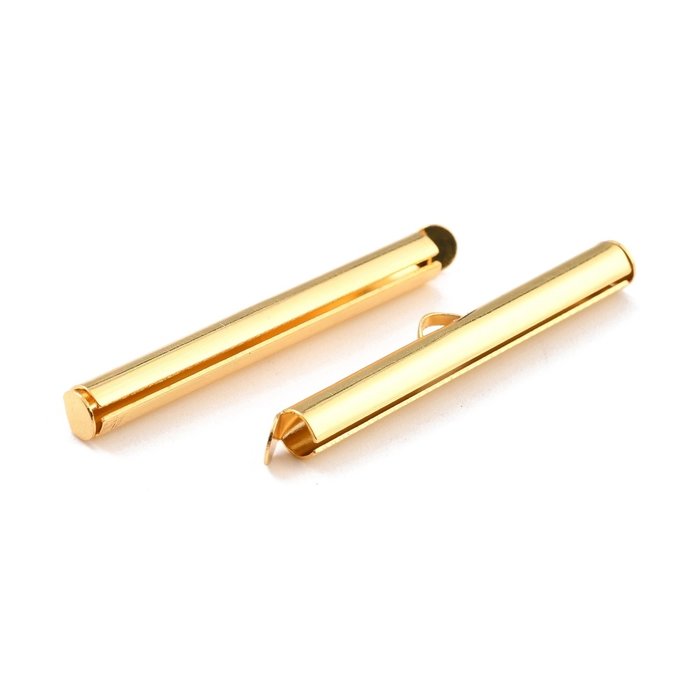 Stainless Steel Eindkapje Gold Plated voor Weefarmbandjes 35x4mm, 6 stuks