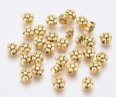 20 stuks Tibetaanse Spacer Beads Bloemetje 5mm Gold Plated Nikkelvrij