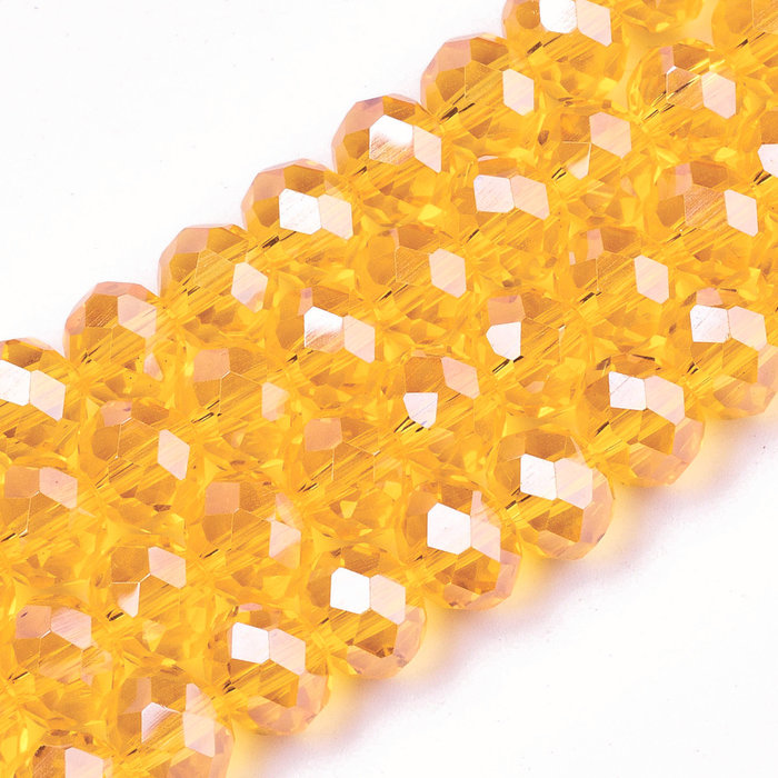152* Facet Glaskralen Oranje Shine 8x6mm, 65 stuks