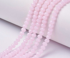 Facet Glaskralen Licht Roze 8x6mm, 65 stuks