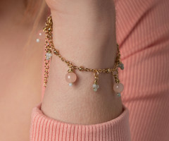 Stainless Steel Bedelarmband met Glas- en Edelsteen Kralen