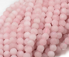 Natural Frosted Rozenkwarts Edelsteen Kralen 8mm, streng 40stuks