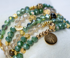 Bracelet set with Green Faceted beads