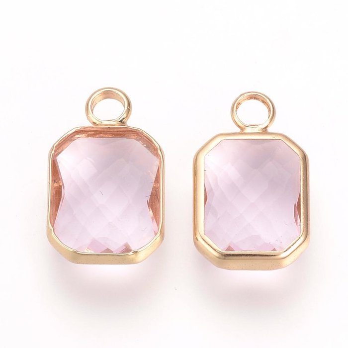 1126 Crystal Glass Charm Rectangle Light Purple 14x8x3mm