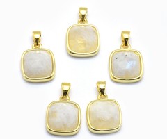 Natural Moonstone Faceted Gemstone Charm 13x11x5mm