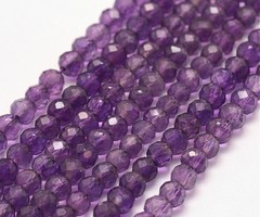 Natural Amethyst Gemstone Faceted Beads 4x3mm, strand 95 pieces