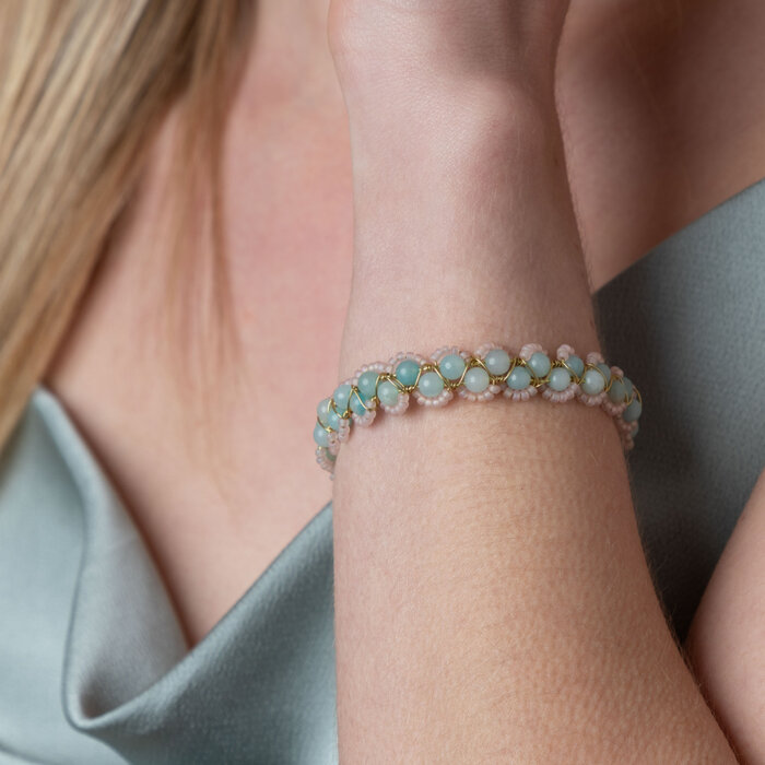 Copperwire Bracelet with Amazonite Gemstone Beads Inspi663