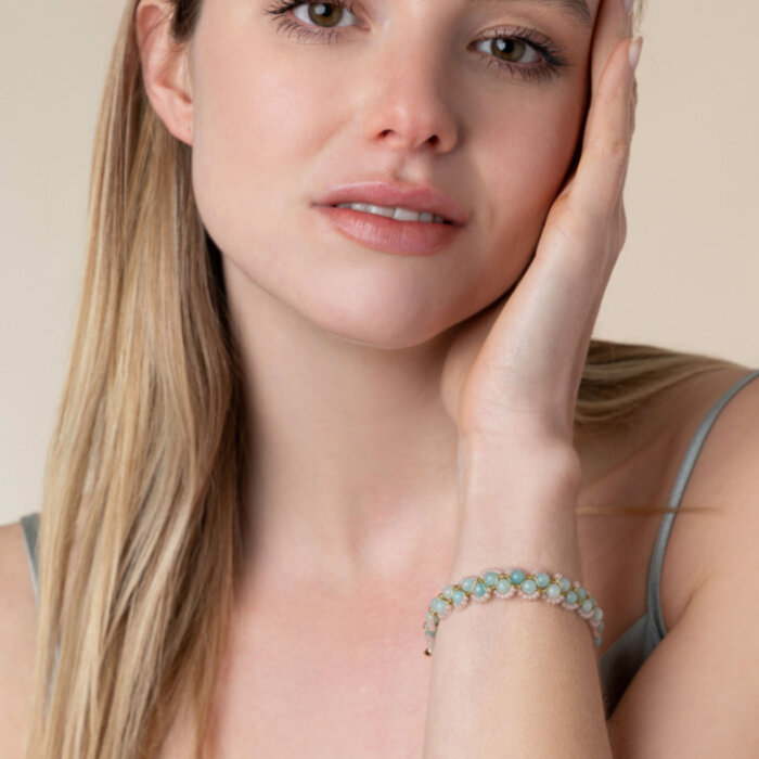 Copperwire Bracelet with Amazonite Gemstone Beads Inspi663