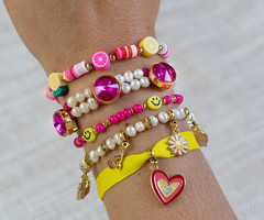 Armbandjes met Smiley en Polymeer Kralen