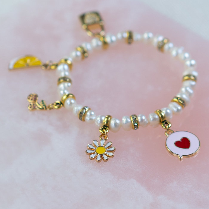 Heart in Circle Charm Pink Red 17x14mm