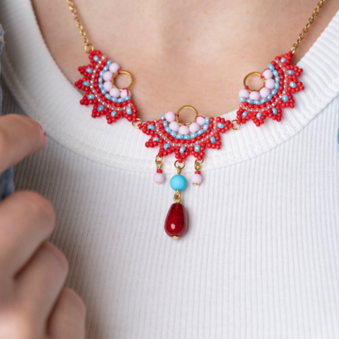 How to Make Fan Earrings and Necklace + Ring with Beads Inspi465