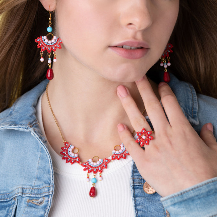 Waaier Oorbellen en Ketting + Ring Maken met Kralen Inspi465