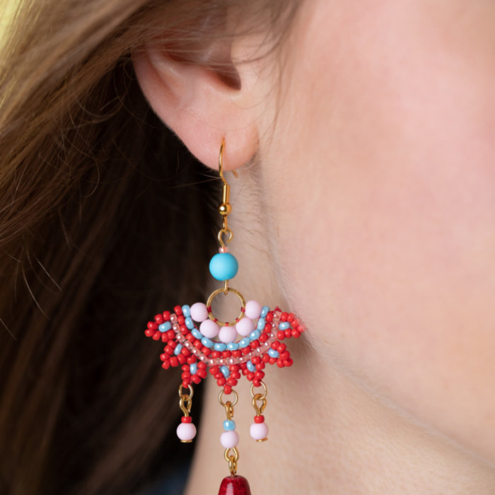 How to Make Fan Earrings and Necklace + Ring with Beads Inspi465