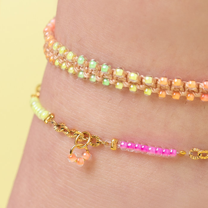 Miyuki Neon Anklets with Knot Technique Inspi459