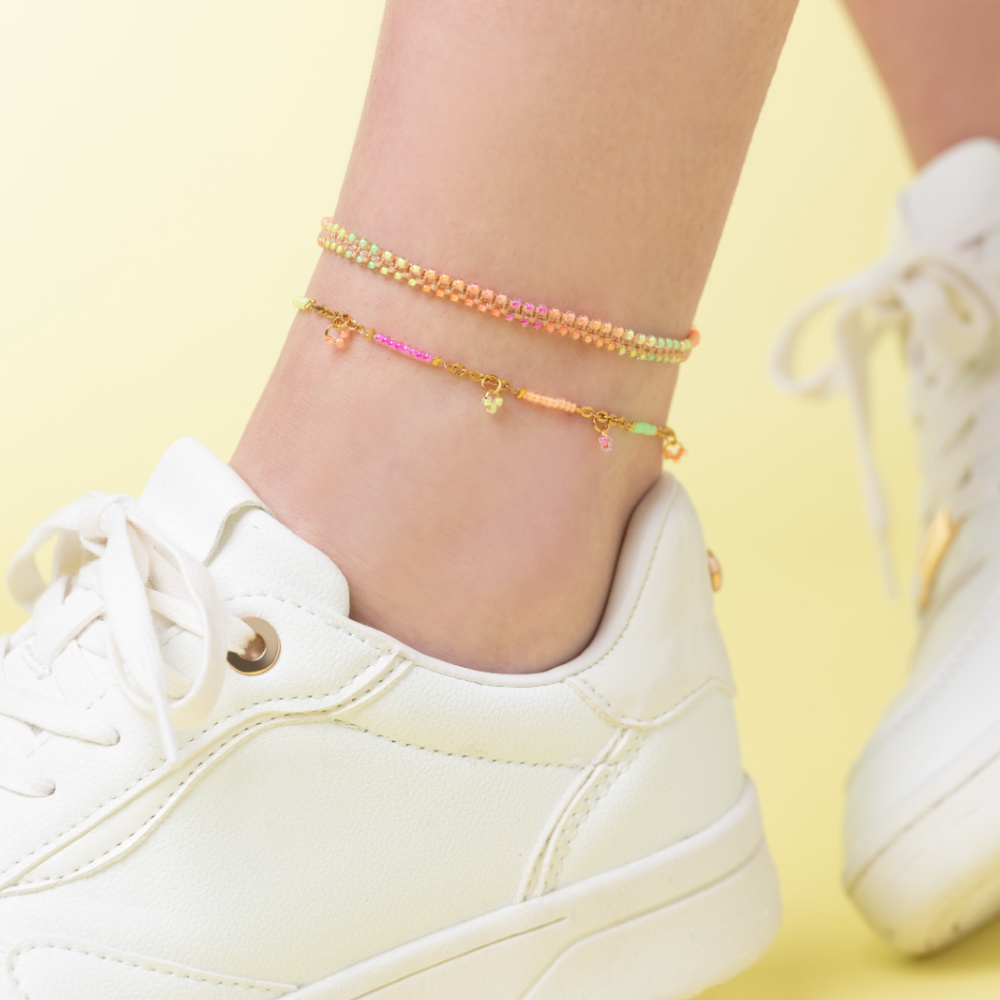 Miyuki Neon Anklets with Knot Technique Beads Basics