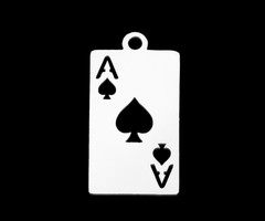 Stainless Steel Charm Playing Card 19x10mm Silver