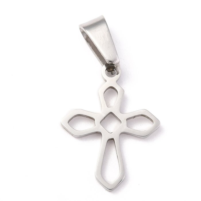 Stainless Steel Charm Cross Silver 19x15mm