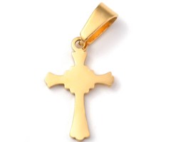 Stainless Steel Bedel Kruis Gold Plated 19x12.5mm