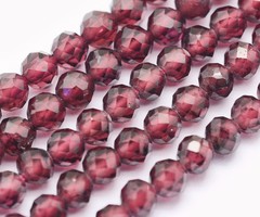 Natural Granaat Facet Geslepen Edelsteen  Kralen 3mm, streng 125 stuks