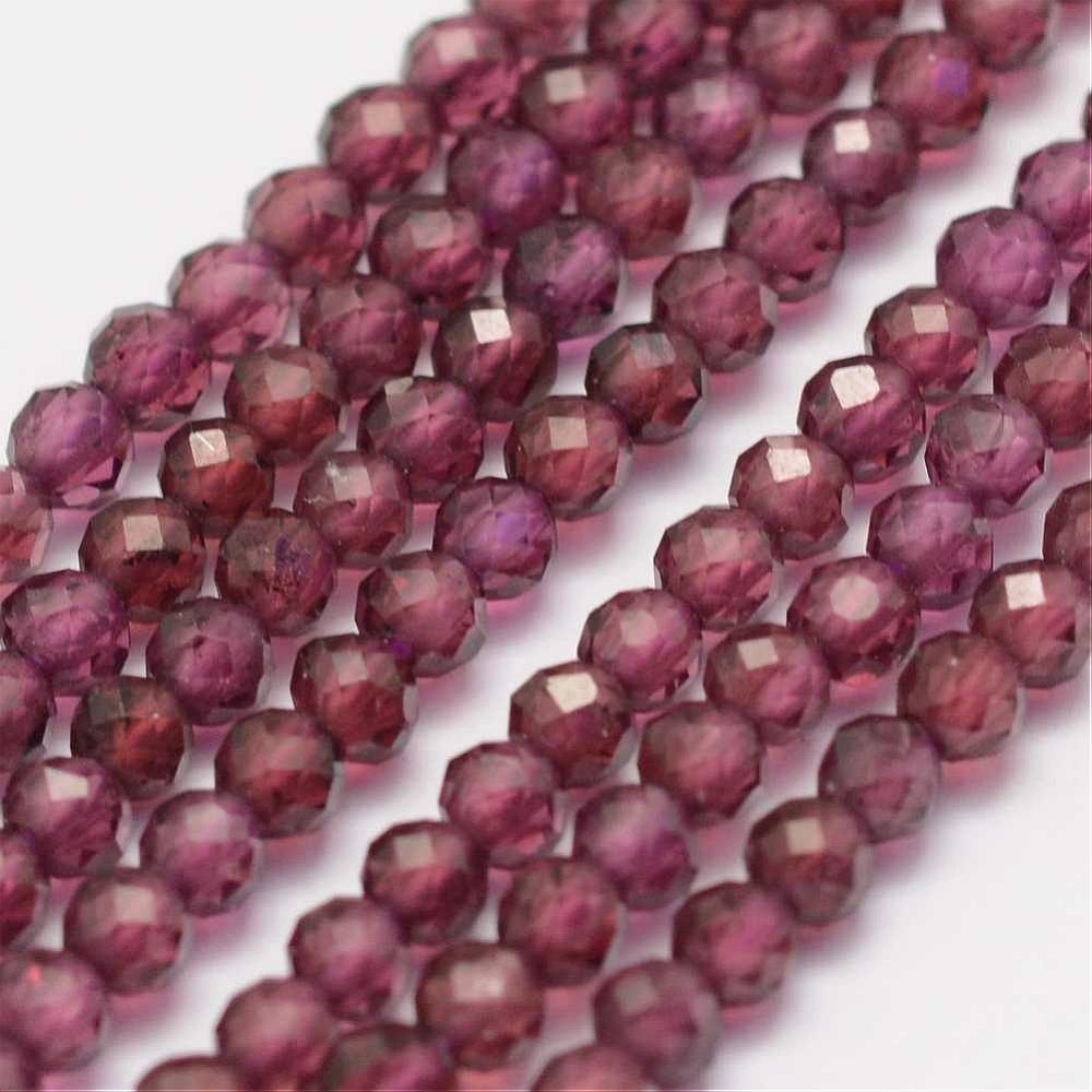 Natural Garnet Faceted Gemstone Beads 2mm, strand 160 pieces