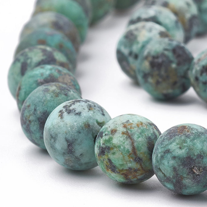 Natural Frosted African Turquoise Gemstone Beads 6mm, strand 60 pieces