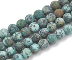 Natural Frosted Afrikaans Turquoise Edelsteen Kralen 10mm, streng 35 stuks
